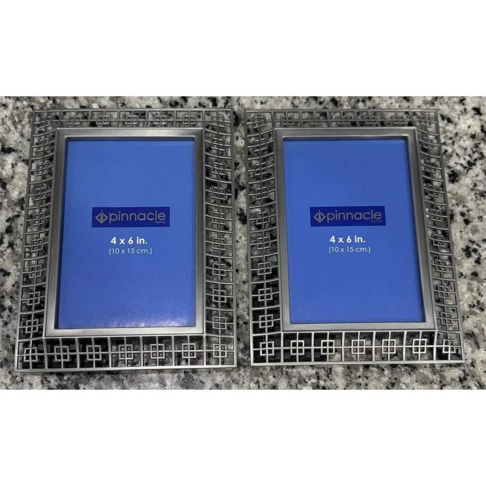 NEW Set of 2 Pinnacle Silver Picture Frames Holds 4